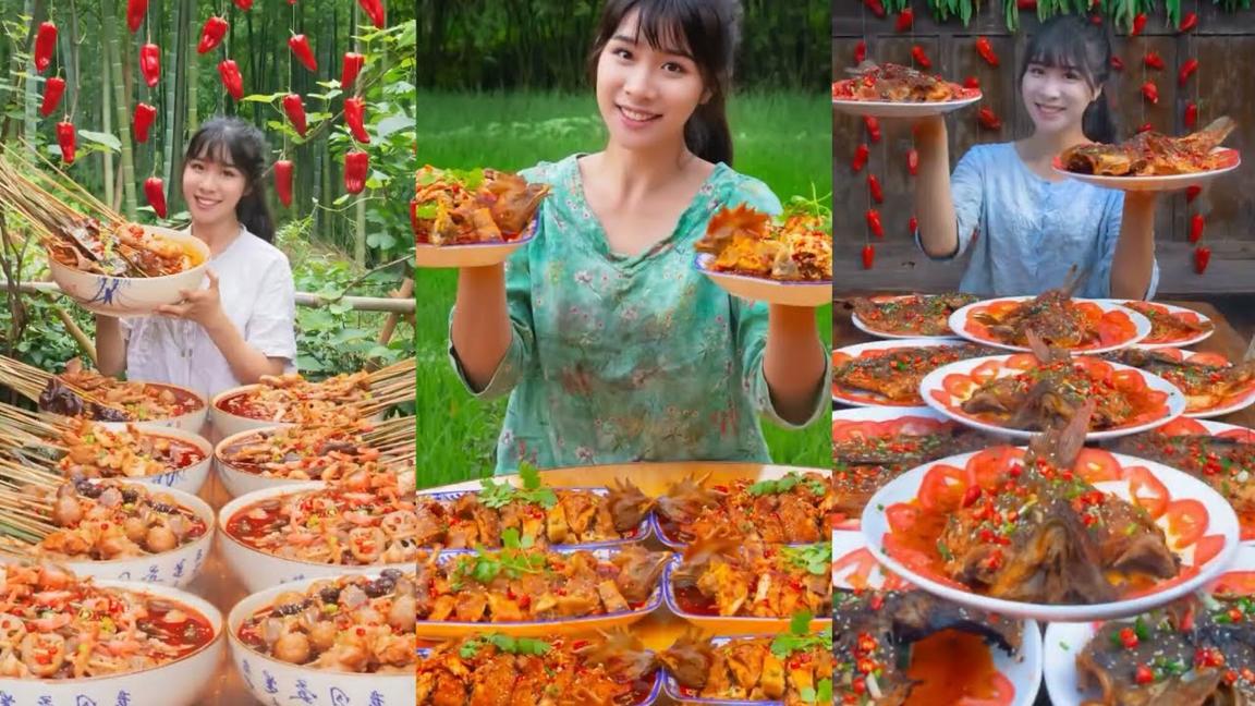 🍜🍝🍚[Ăn uống Trung Quốc] Cô gái ăn giỏi nhất thôn p6-Dịch Điềm Điềm |Phượng Linh Cung.